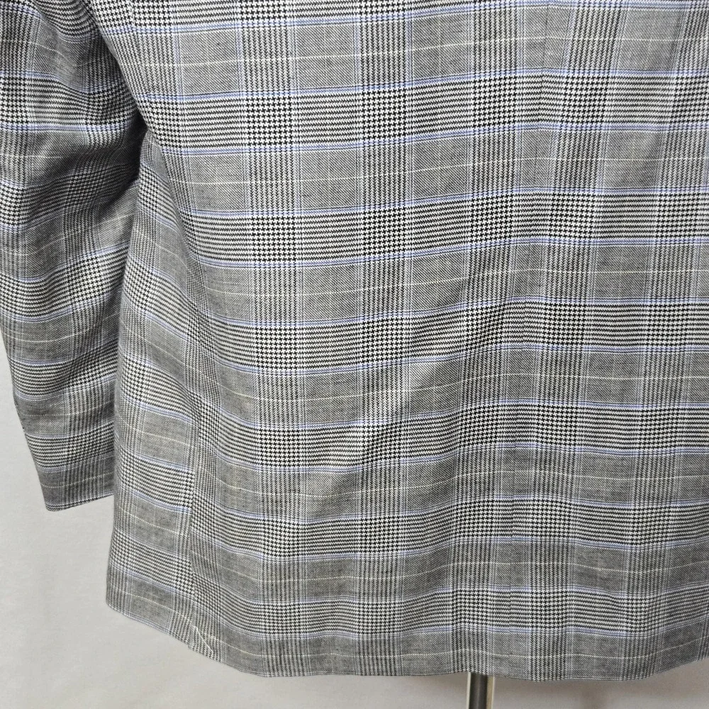 TravelSmith Blazer Mens Large Gray Plaid 2 Button Sport‎ Coat Jacket Classic Fit